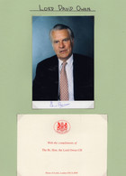 David Owen Labour MP With House Of Lords COA Hand Signed  Photo - Autographs