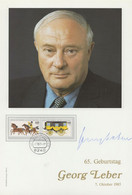 Georg Leber Liver German Trade Union Politician Hand Signed Photo - Handtekening