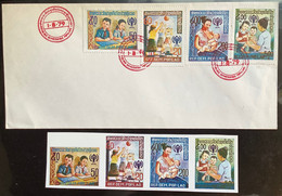 Laos 1979 YEAR OF THE CHILD UNICEF Stamps From SOUVENIR SHEET Mi 478 A/B-481 A/B Mint + FDC (Lao Children Enfant - Laos