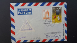 LETTRE TP EXPO 67 0,50 + BATEAU 0,05 OBL.25.8 1967 ZAGREB PRVI LET ZAGREB MUNCHEN FRANKFURT Lufthansa + VIGNETTE - Poste Aérienne