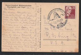 Auslandsansichtskarte Portorichtig Mit MiNr. 219 EF Von JONSDORF ÜBER ZITTAU 24.9.52 -15 SSt. Nach PITTSBURG USA - Cartas & Documentos