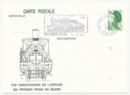 Entier CP 2,00 Liberté - 125eme Anniversaire Arrivée Du 1er Train En Béarn - OMEC 64 PAU Centre De Tri - 12 Juin 1988 - Overprinter Postcards (before 1995)