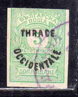 THRACE GREECE TRACIA GRECIA 1920 BULGARIAN STAMPS OCCIDENTALE OVERPRINTED POSTAGE DUE TAXE 5s USED USATO OBLITERE' - Thrace