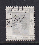Hong Kong: 1954/62   QE II     SG183a     30c   Pale Grey   Used - Usados