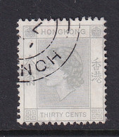 Hong Kong: 1954/62   QE II     SG183a     30c   Pale Grey   Used - Usati