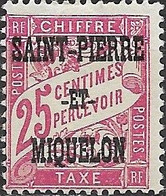ST PIERRE & MIQUELON 1925 Postage Due - 25c. - Red MH - Unused Stamps