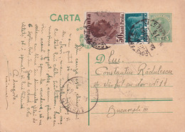 A 16520 - CARTA POSTALA 1937 FROM BUCHAREST KING MICHAEL 3LEI AVIATION STAMP  STATIONARY STAMP - Used Stamps