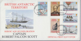 British Antarctic Territory (BAT) 2001 Scott's Expedition 6v FDC (BO152) - FDC