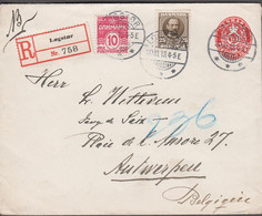 1913. DANMARK.  10 ØRE Envelope With 25 øre Frederik VIII + 10 ØRE To Antwerpen, Belgien Regi... (Michel 56+) - JF523850 - Brieven En Documenten