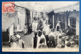 Carte Postale De 1907 De Halk El Menzel N°32 Oblitéré Dateur Ambulant "Sousse A Tunis" Pour Trevoux Puis Reexpédiée - Lettres & Documents