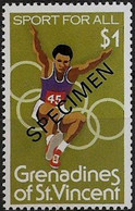 ST.VINCENT GRENADINES 1980 Jumping Sports Olympics $1 SPECIMEN - Jumping