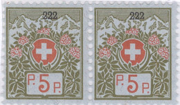 Schweiz Portofreiheit Zu#4A Paar Postfrisch 5 Rp. Kl#222 Allgemeine Krankenpflege Basel - Franchise