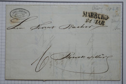 BA14  AUTRICHE BELLE LETTRE  RR MARS  1845 GRIFFE MARBURG   +++ + AFFRANCH. INTERESSANT - ...-1850 Vorphilatelie