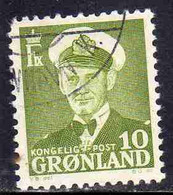 GREENLAND GRONLANDS GROENLANDIA GRØNLAND 1950 - 1960 KING FREDERCK IX 10o USED USATO OBLITERE' - Nuovi