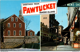Rhode Island Pawtucket Greetings Showing Main Street And Old Slater Mill - Pawtucket