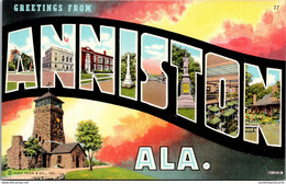 Alabama Anniston Greetings Large Letter Linen Curteich - Other & Unclassified