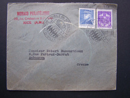 MONACO 1947 N° 233 + 252 SUR LETTRE ENTIERE CACHET JUBILE DU SOUVERAIN 26 JUIN 1947 - Lettres & Documents