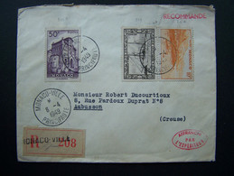 MONACO 1949 N° 311A + 313C + 329 SUR LETTRE ENTIERE RECOMMANDE - Storia Postale