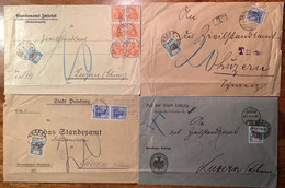 LUZERN 1918-1921 4 Briefe Deutsches Reich Germania Inflation Mit Schweiz Nachportomarken Von 1910(Portomarke Brief - Postage Due