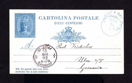 S5063-SAN MARINO-OLD POSTCARD SAINT MARIN To ULM (germany) 1892.Carte Postale SAINT MARIN,CARTOLINA.POSTKARTE - Lettres & Documents