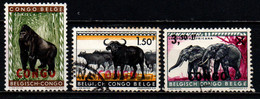 CONGO - 1960 - ANIMALI CON SOVRASTAMPA CONGO - FRANCOBOLLI DEL CONGO BELGA - USATI - Gebruikt