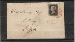 UK GB GREAT BRITAIN 1840 SG1 One Penny Black On Cover ....? To Sudbury (HK) Used As Per Scan - Storia Postale