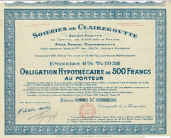 Obligation Hypothécaire De 1928 - Soieries De Clairegoutte - - Textile