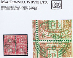 Ireland Postage Due 1920 British POSTAGE DUE 1d Block Of 4 Used With Cds DUBLIN 29 NO 20 Code 57 - Timbres-taxe