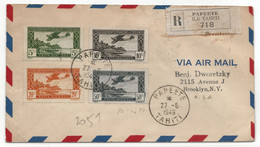 OCEANIE Etablissements Français ILE TAHITI 1949 Papeete Registered Air Mail Cover To US PAR AVION POSTE AERIENNE - Storia Postale