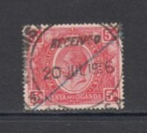 1922 Kenya And Uganda  KGV 5/- Definitive Carmine Red SG 92 With Clear Fiscal Cancel VF USED - Kenya & Ouganda