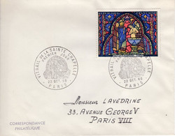 Année 1966 - N° 1492 - Vitrail De La Sainte-Chapelle à Paris - Env. 1er Jour -  Paris 22-10-66 - 1960-1969