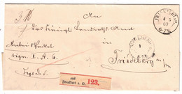 1869 Paketbegleitung Ab FRAJFURT A. O. - Lettres & Documents