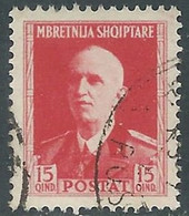 1939-40 ALBANIA USATO SERIE ORDINARIA 15 Q - RF34 - Albania