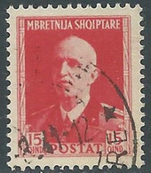 1939-40 ALBANIA USATO SERIE ORDINARIA 15 Q - RF34-8 - Albanie