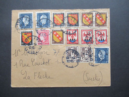 Frankreich 1947 Freimarken Provinzwappen MiF Mit Weiteren Freimarken MiF Mit 15 Marken / Buntfrankatur - Briefe U. Dokumente