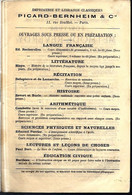 Circa 1890 RARE CATALOGUE IMPRIMERIE LIBRAIRIE CLASSIQUES PICARD BERNHEIM Rue Soufflot Paris 72 PAGES  SUPERBE - Collections