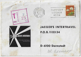 Australia 1976 Cover From Geelong To Darmstad Germany Cancel Postage Due Taxe Postmark Melboure Melbourne Stamp Flower - Segnatasse