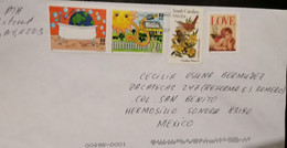 USA TO MEXICO MULTIFRANKED COVER LOVE STAMP ANGEL SOUTH CAROLINA SUN FLOWERS WORLD - Covers & Documents