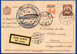 1038.HUNGARY.1931 ZEPPELIN FLIGHT UPRATED STATIONERY,SOPRON POSTMARK. - Used Stamps