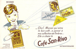 VIEUX PAPIERS BUVARD CAFE SAN RIVO PHILATELIE TIMBRES ENFANT - Kaffee & Tee