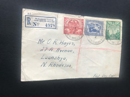 1946 Australia Peace Stamps First Day Cancel Registered Cover N. Rhodesia See Photos Also Welcome Offers - Cartas & Documentos