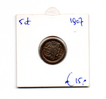 NEDERLAND 5 CENT 1907 - 5 Cent