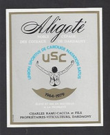 Etiquette De Vin Aligoté  -  Union Sportive De Natation Satus 1964/1979 De Carouge (Suisse) - Autres & Non Classés