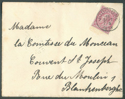 N°46 - 10 Cent. Obl. Sc JODOIGNE Sur Enveloppe  Du 18 Sept. 1888 Vers Blankenberghe - 19908 - 1884-1891 Leopold II