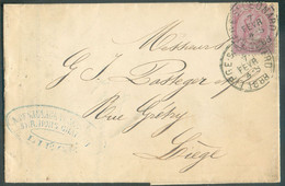 N°46 - 10 Cent. Obl. Sc LIEGE (SAINT LEONARD) Sur Enveloppe  Du 7 Février 1888 Vers Liège - 19914 - 1884-1891 Leopold II