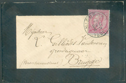 N°46 - 10 Cent. Obl. Sc NIEUPORT Sur Lettre Du 19 Décembre 1891 Vers Bruges - 19917 - 1884-1891 Leopold II