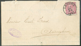 N°46 - 10 Cent. Obl. Sc OBOURG Sur Lettre Du 21 Mai 1887 Vers Auderghem - 19918 - 1884-1891 Leopold II