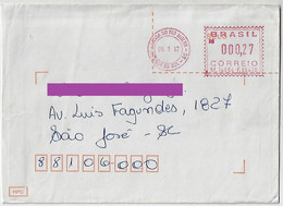 Brazil 1997 Cover Sent From Jaraguá Do Sul Agency Barra Do Rio Molha To São José Meter Stamp Frama M/E - Briefe U. Dokumente