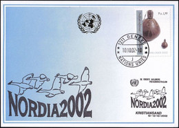 UNO GENF 2002 Mi-Nr. 335 Blaue Karte - Blue Card  Mit Erinnerungsstempel KRISTIANSAND - Lettres & Documents
