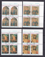 1992 Vaticano Vatican PIERO DELLA FRANCESCA 4 Serie Di 4v. Quartina Usata Con Gomma Used With Gum Block 4 - Used Stamps